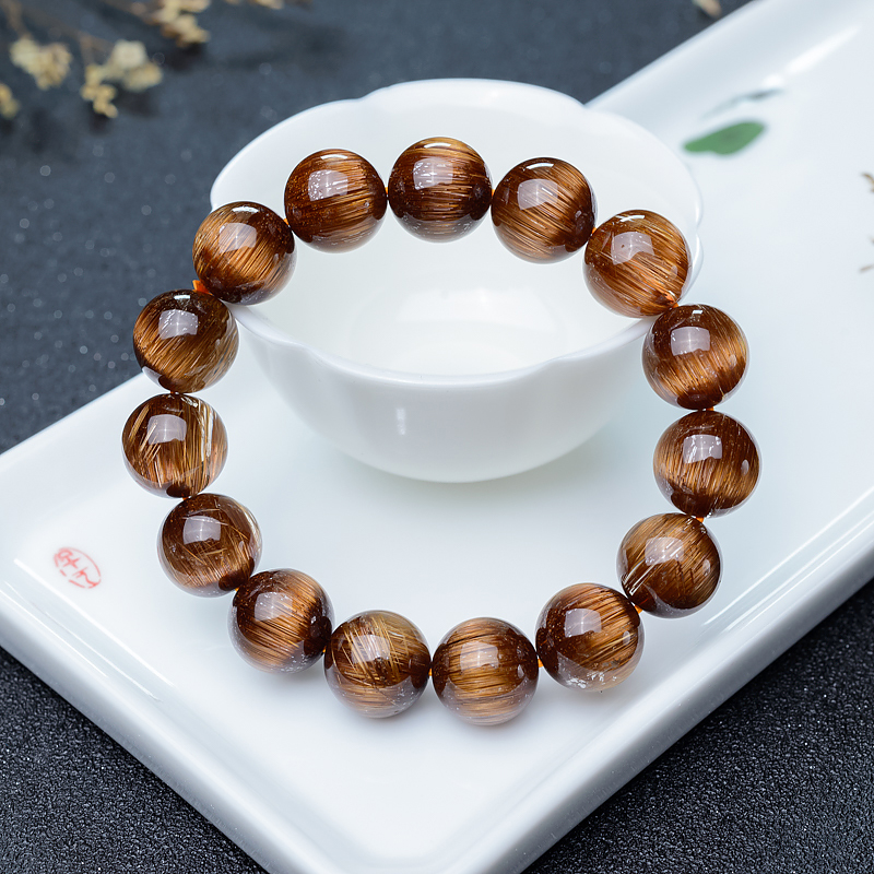 14mm猫眼铜发晶单圈手串-红掌柜