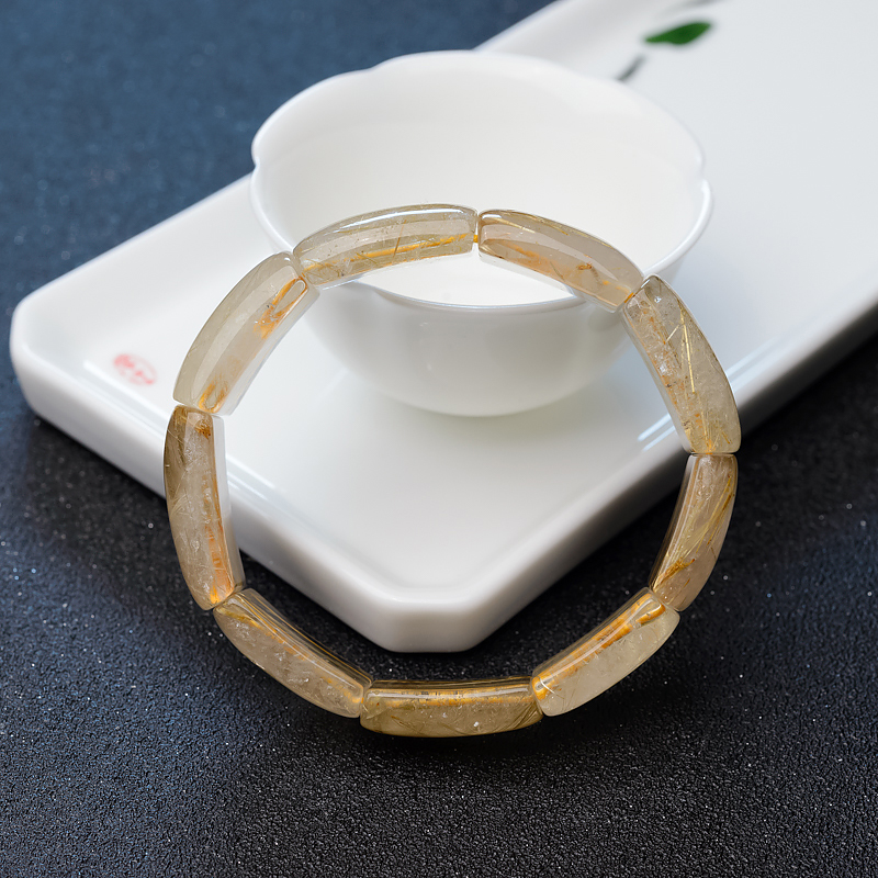 天然金发晶单圈手串-红掌柜