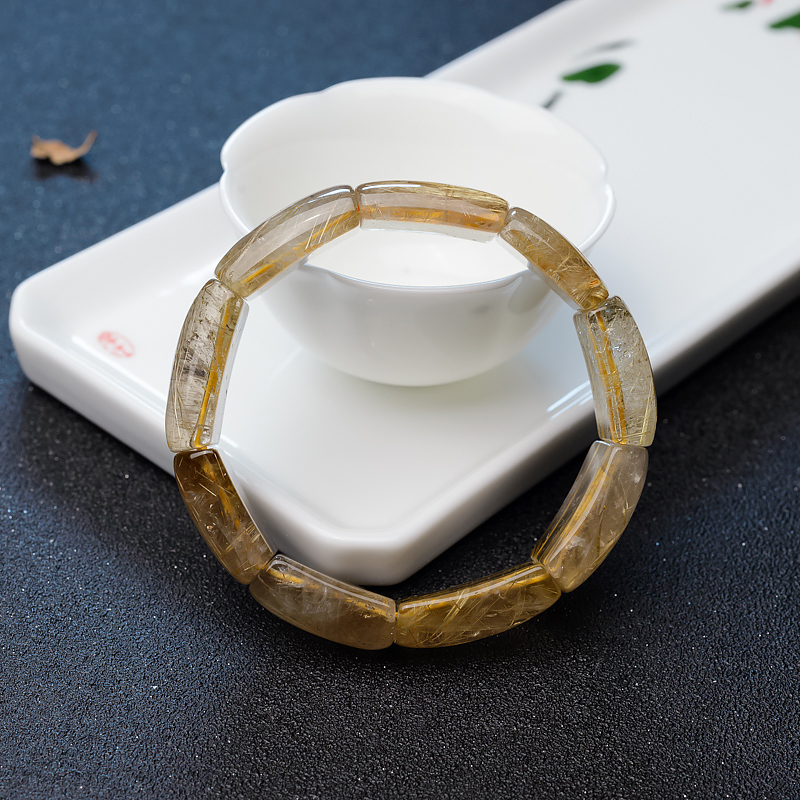 天然金发晶单圈手串-红掌柜