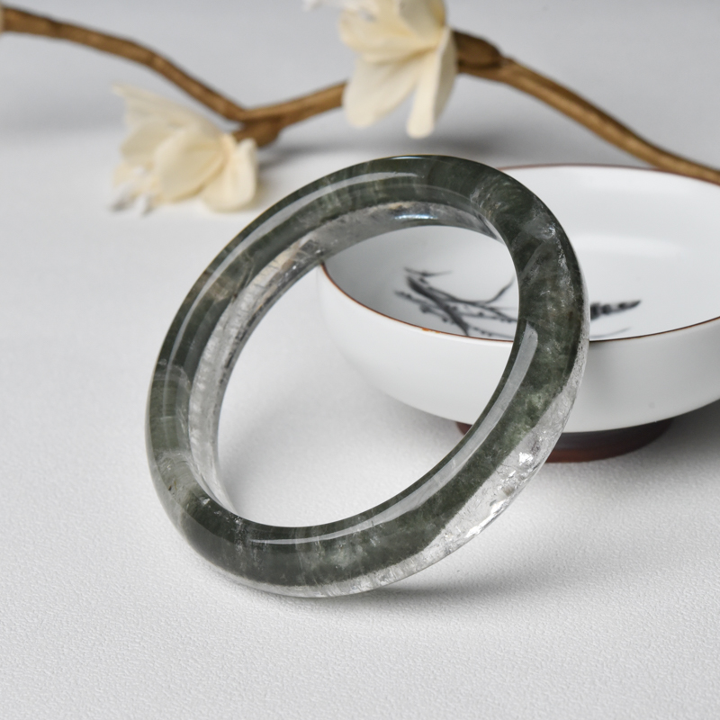 天然绿幽灵平安镯-红掌柜