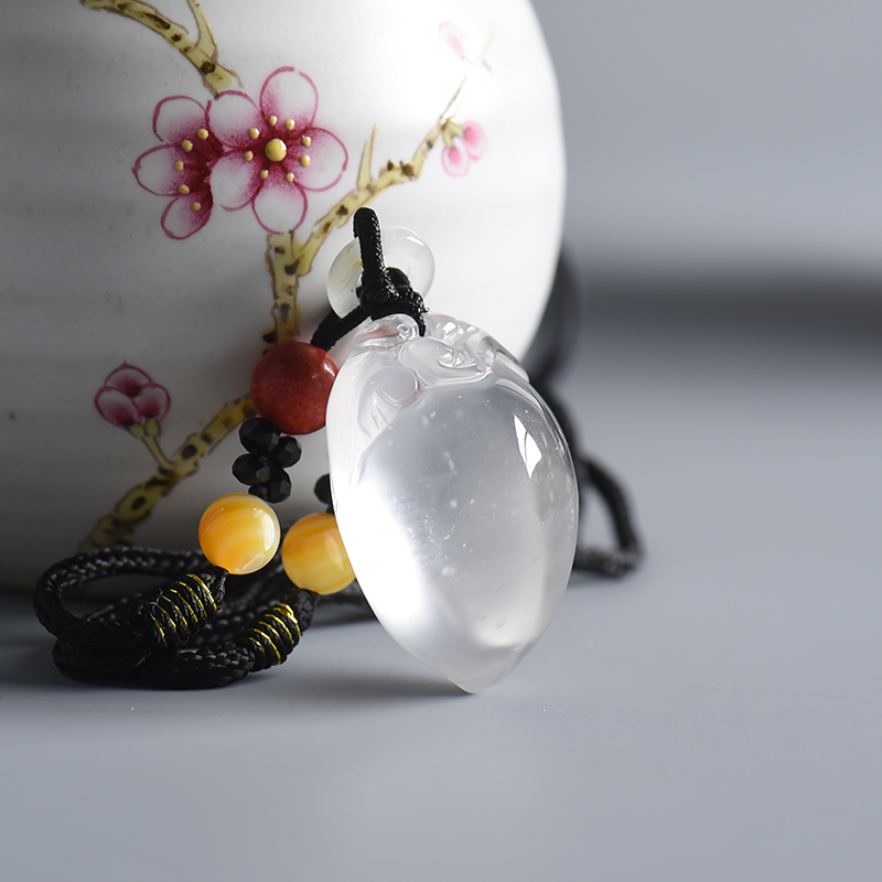 透明水沫玉寿桃吊坠-红掌柜