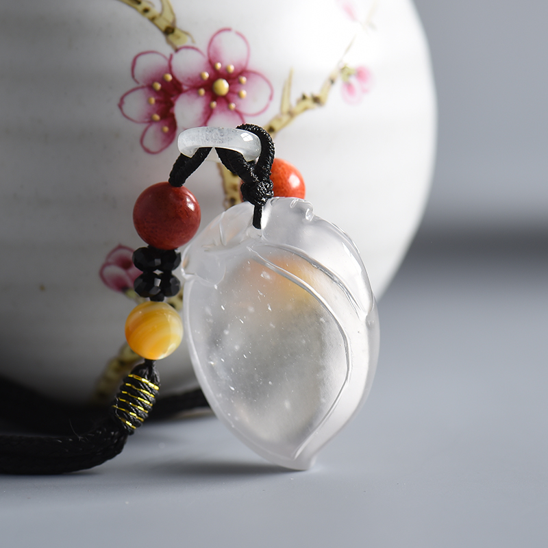 水沫玉寿桃吊坠-红掌柜