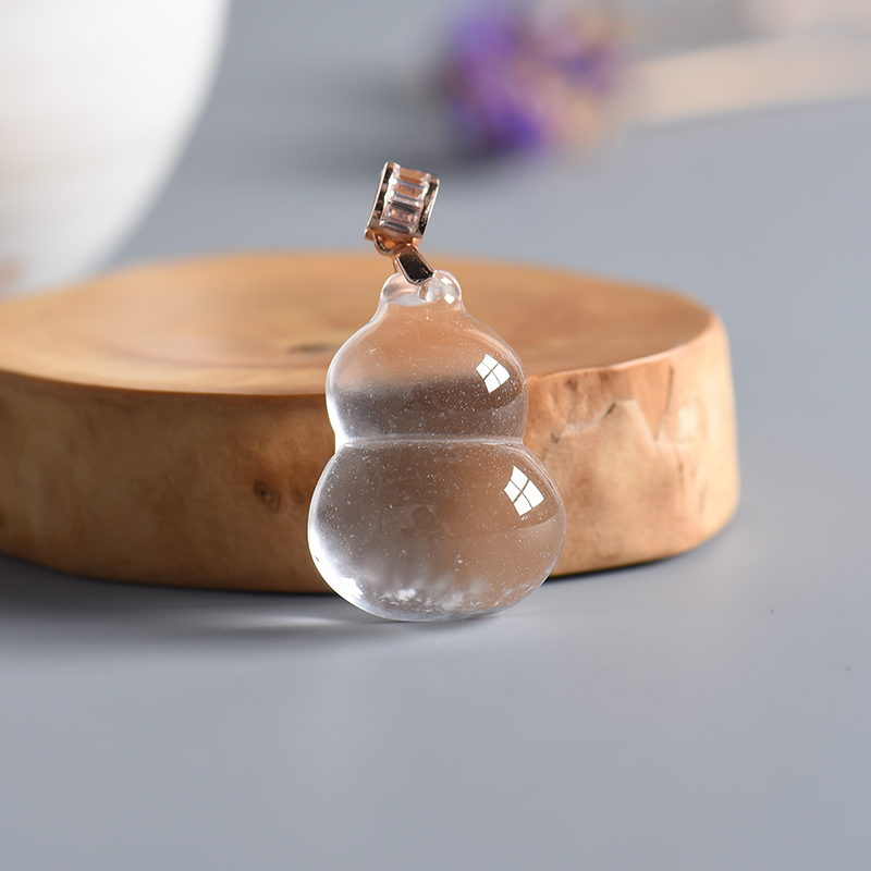 银镶锆石冰种透明水沫玉葫芦吊坠-红掌柜