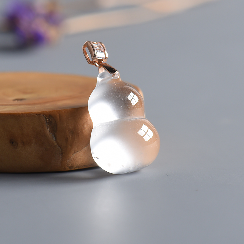 银镶冰种透明水沫玉葫芦吊坠-红掌柜