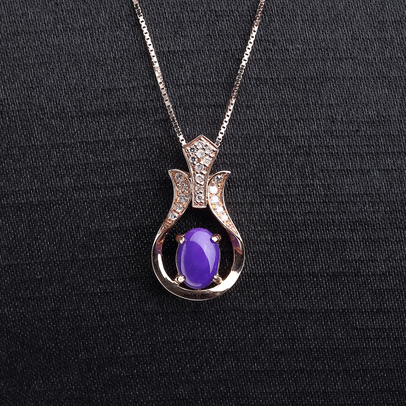 14K金镶钻南非天然舒俱来吊坠-红掌柜