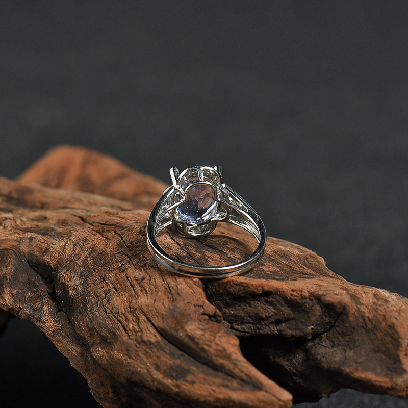 坦桑石刻面椭圆戒指 - 红掌柜