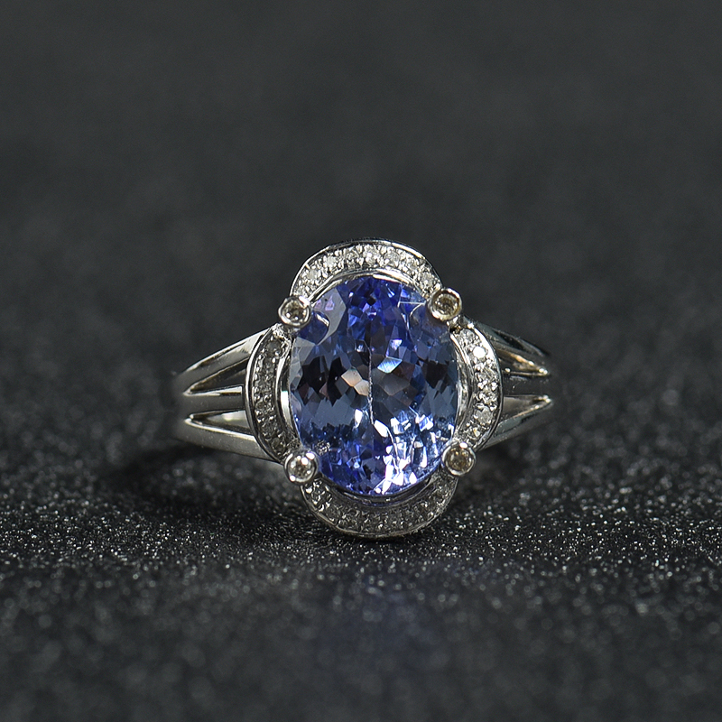 坦桑尼亚坦桑石刻面椭圆戒指 - 红掌柜