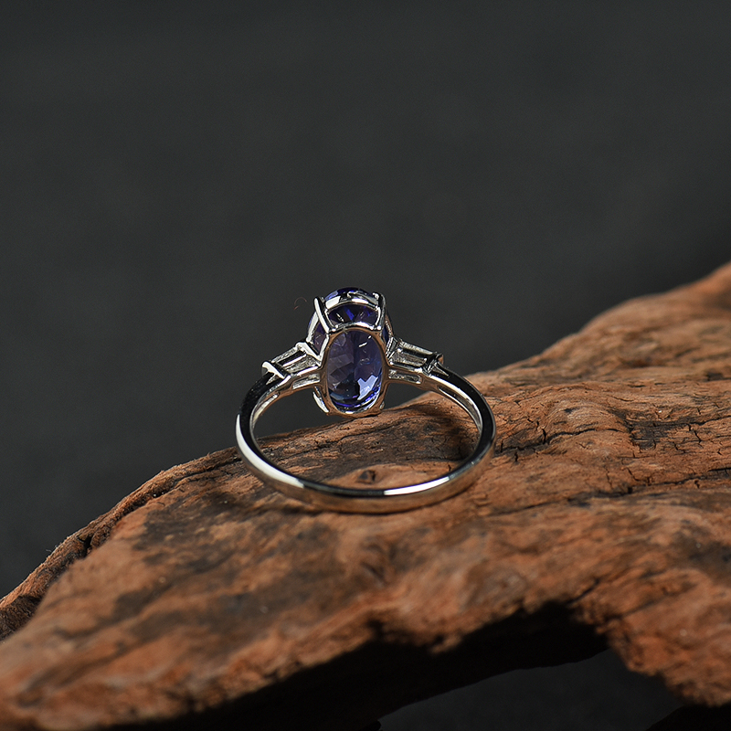 坦桑石刻面椭圆戒指 - 红掌柜