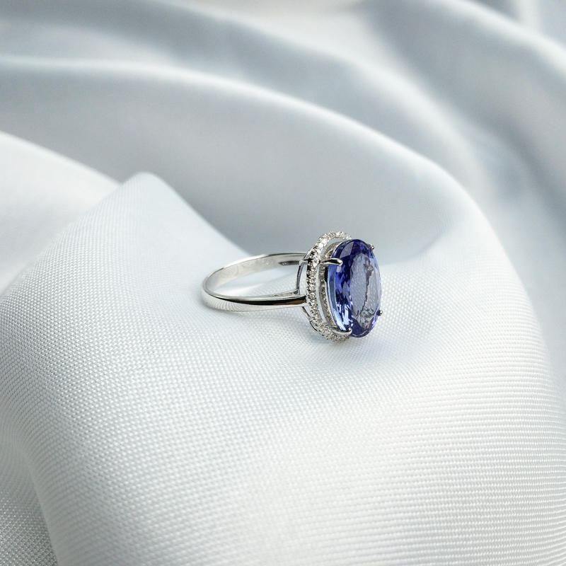 18K镶坦桑石戒指 - 红掌柜