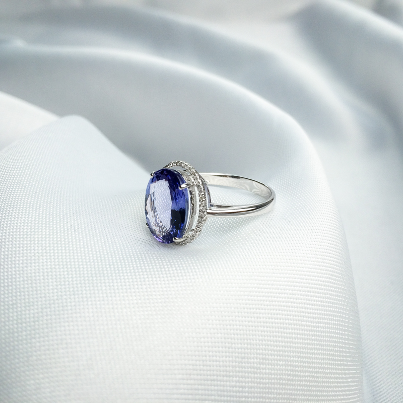 18K镶坦桑石戒指 - 红掌柜