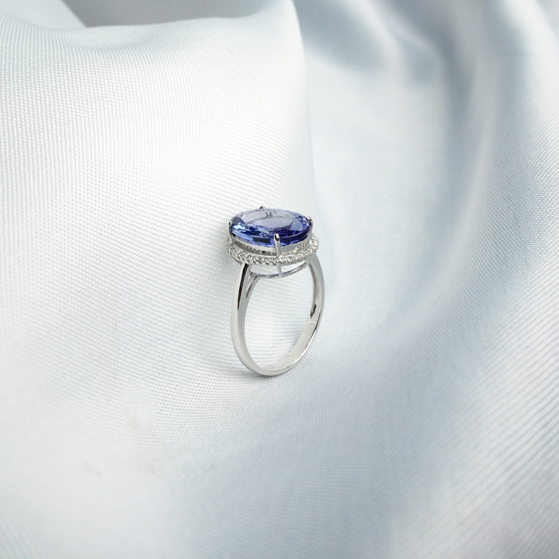 18K镶坦桑石戒指 - 红掌柜