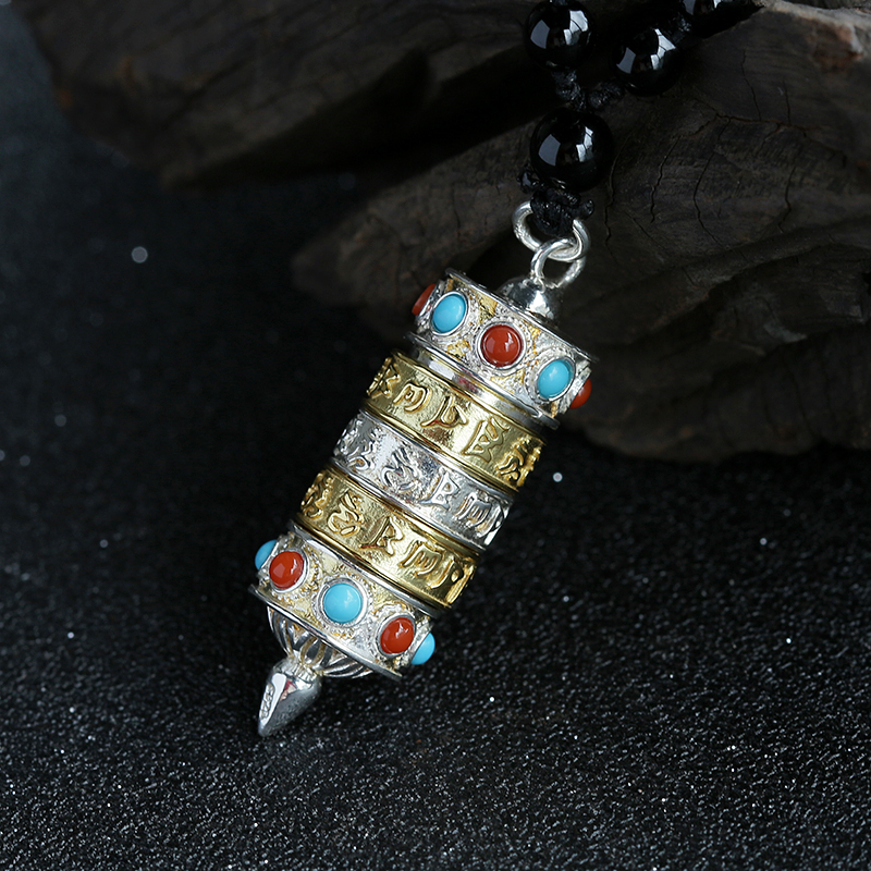 银转经筒吊坠-红掌柜珠宝