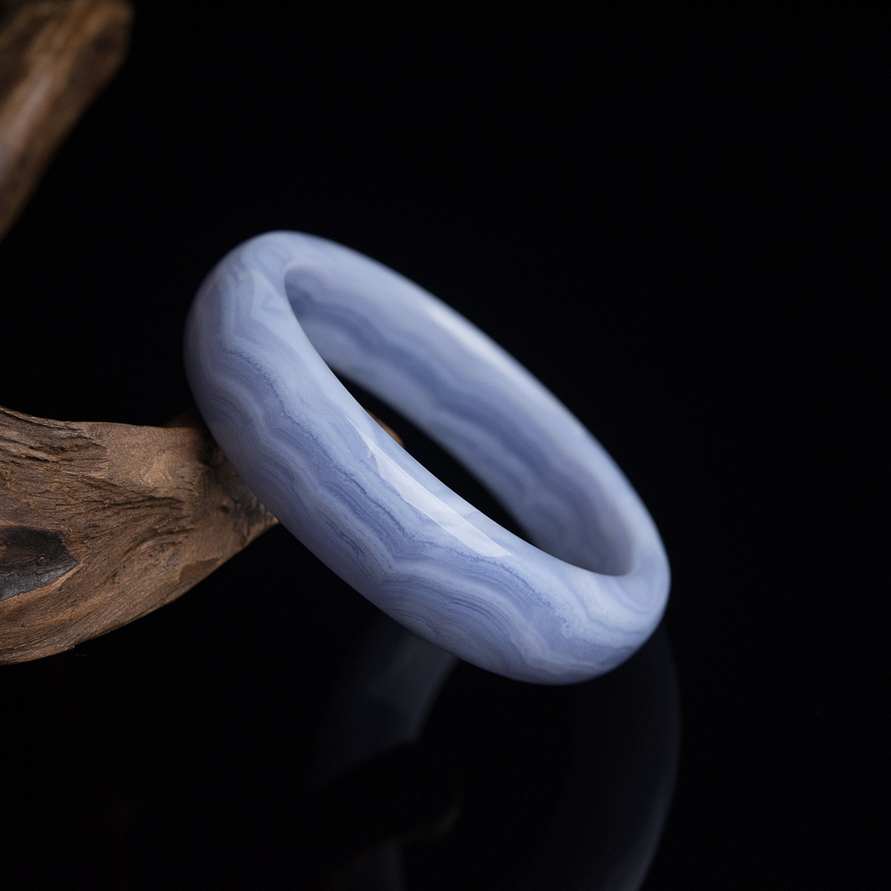 天然蓝玉髓扁镯-红掌柜