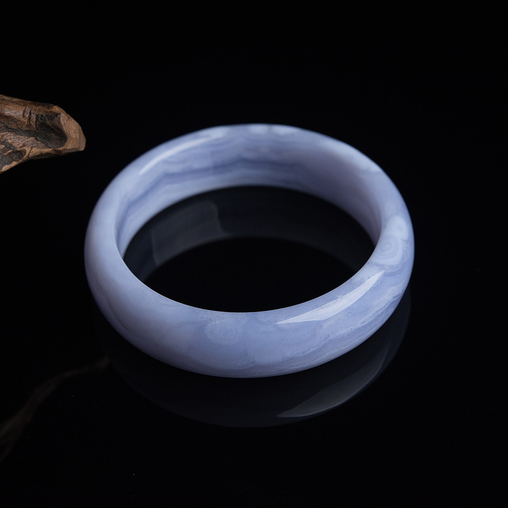 缅甸蓝玉髓扁镯-红掌柜