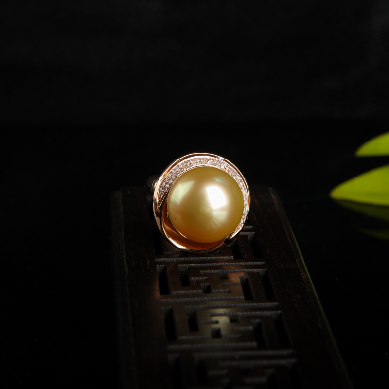 18k金色珍珠戒指-红掌柜