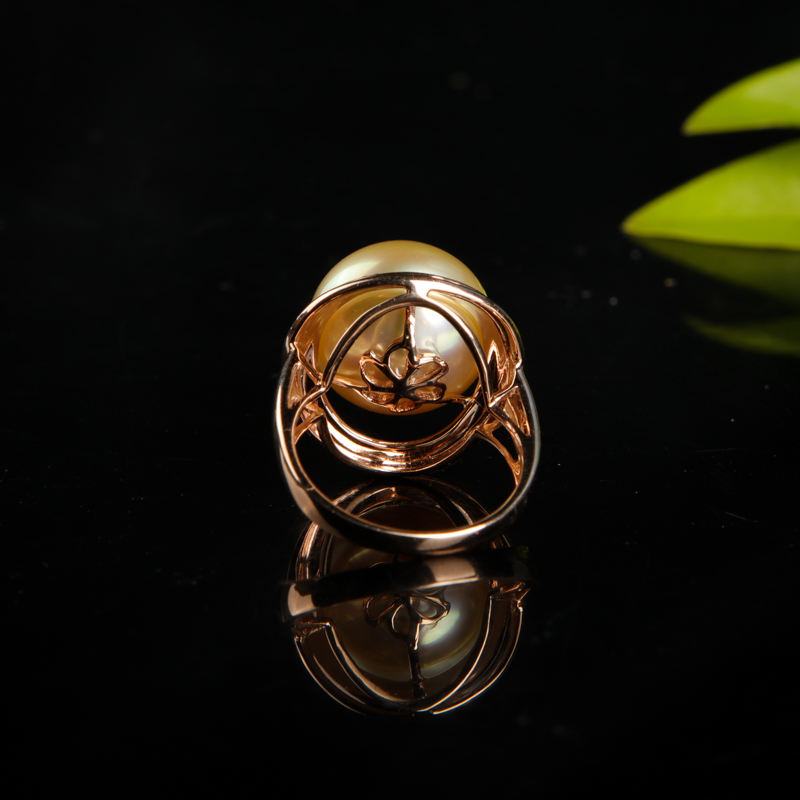 天然金色珍珠戒指-红掌柜