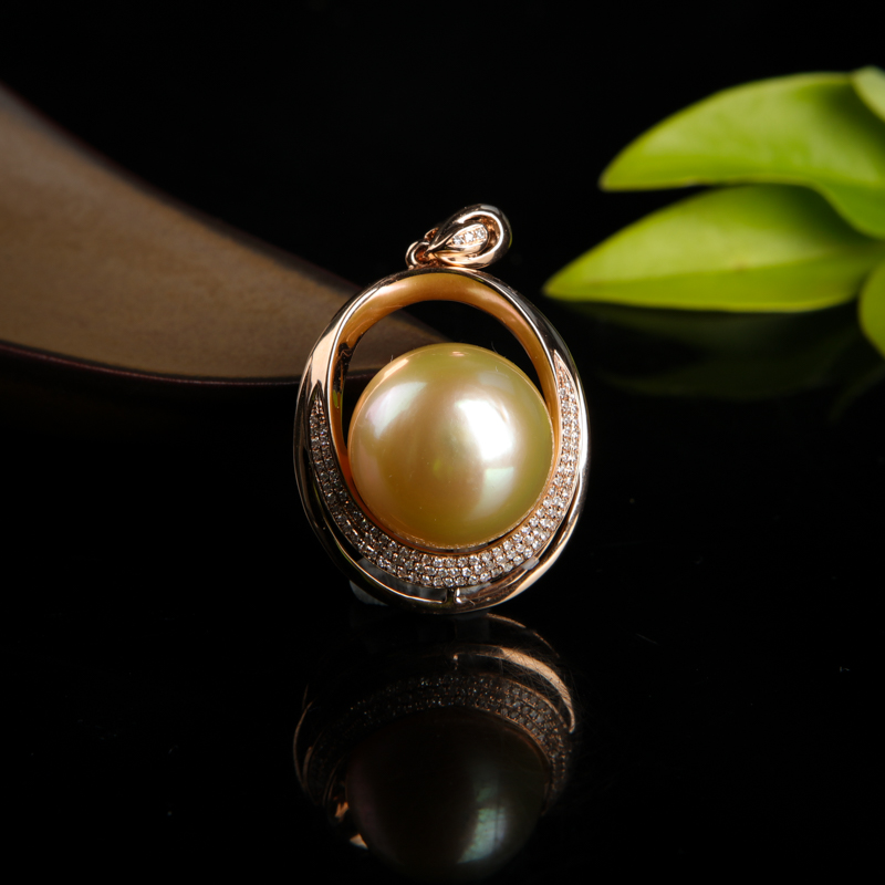 18k金色珍珠吊坠-红掌柜