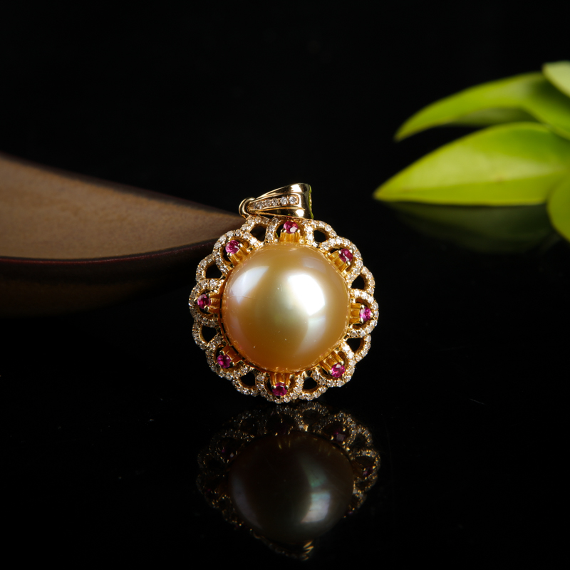 18k金色珍珠吊坠-红掌柜