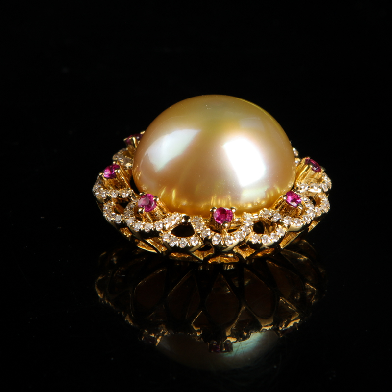 缅甸金色珍珠吊坠-红掌柜