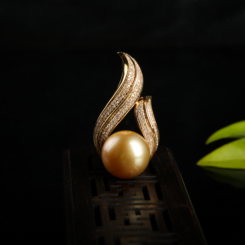 18k金色珍珠吊坠-红掌柜