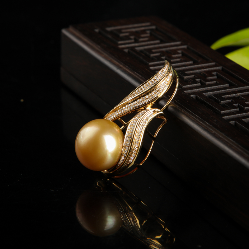 天然金色珍珠吊坠-红掌柜