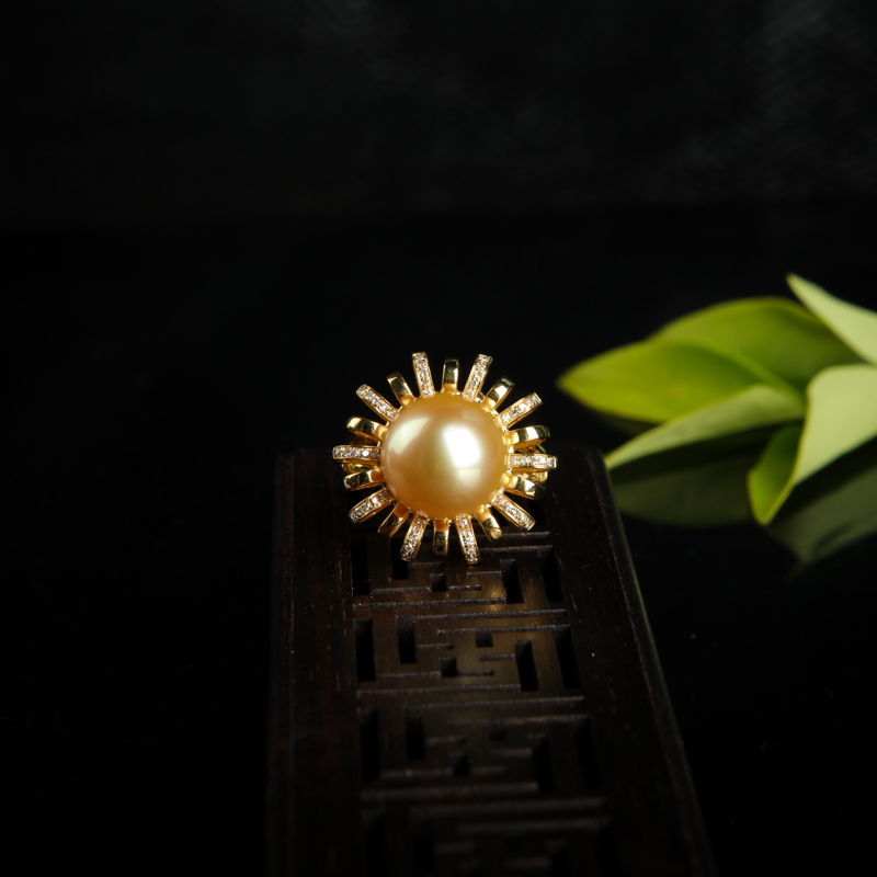 18k金色珍珠戒指-红掌柜