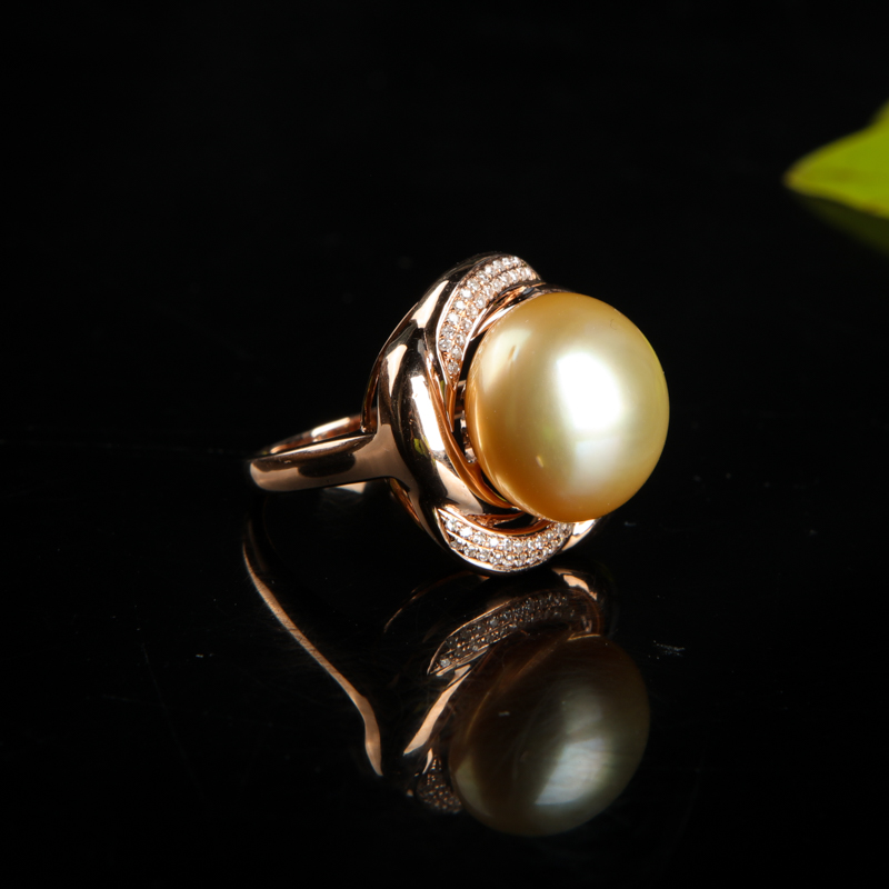 天然金色珍珠戒指-红掌柜