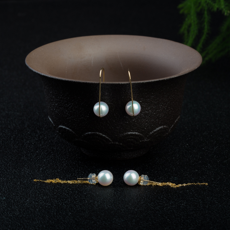 18KAkoya珍珠耳坠（两对）-红掌柜