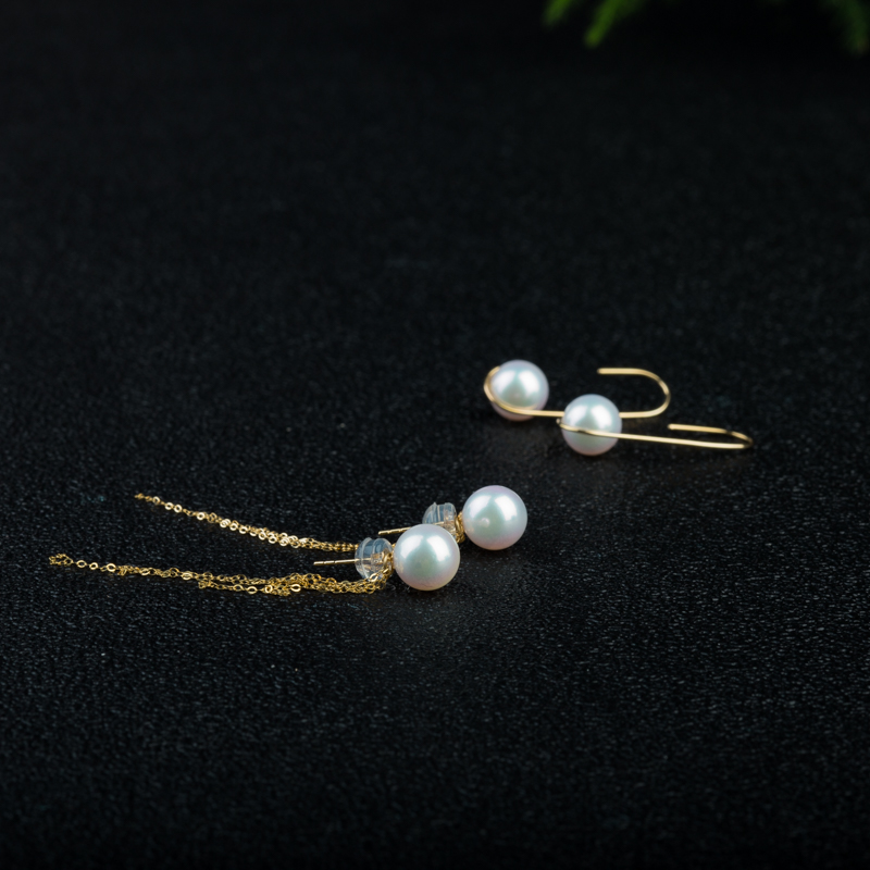 日本18KAkoya珍珠耳坠（两对）-红掌柜