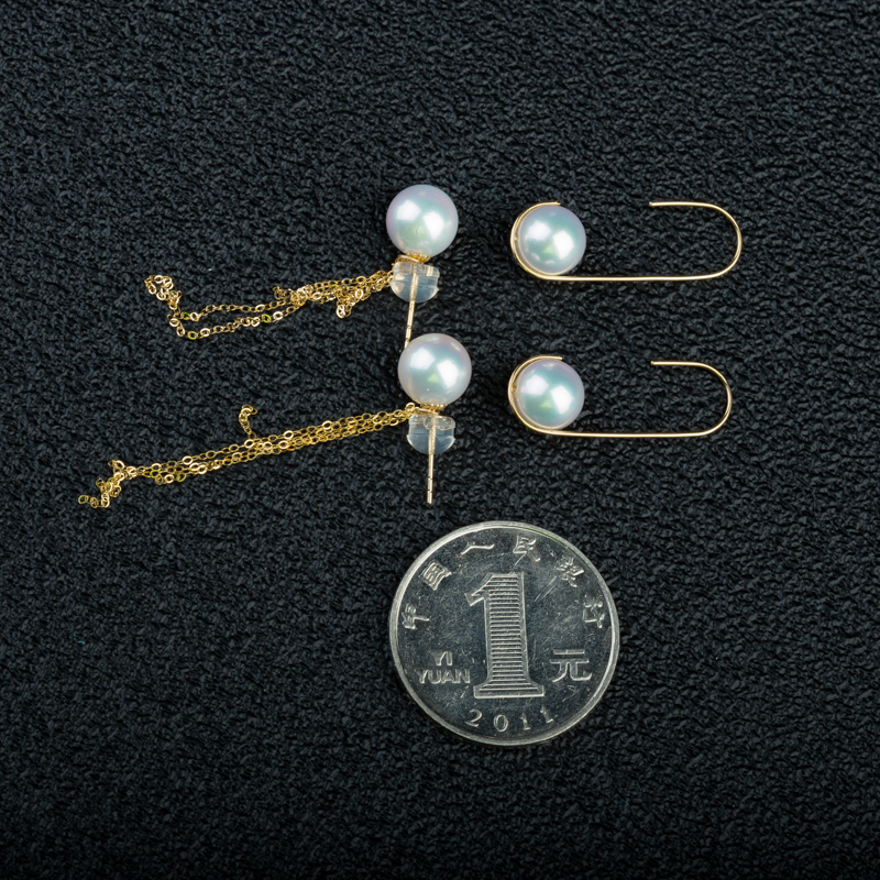 日本天然18KAkoya珍珠耳坠（两对）-红掌柜