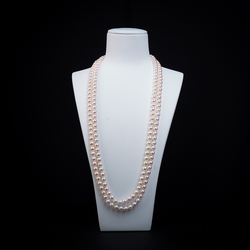 6.7mm海水粉色珍珠毛衣链-红掌柜