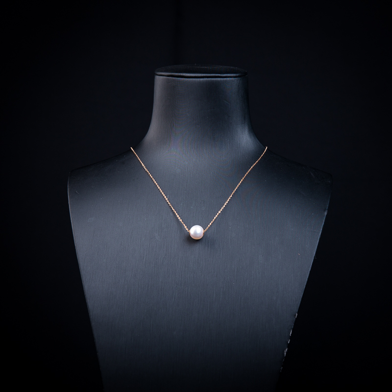 8.4mm18k海水粉白珍珠吊坠-红掌柜