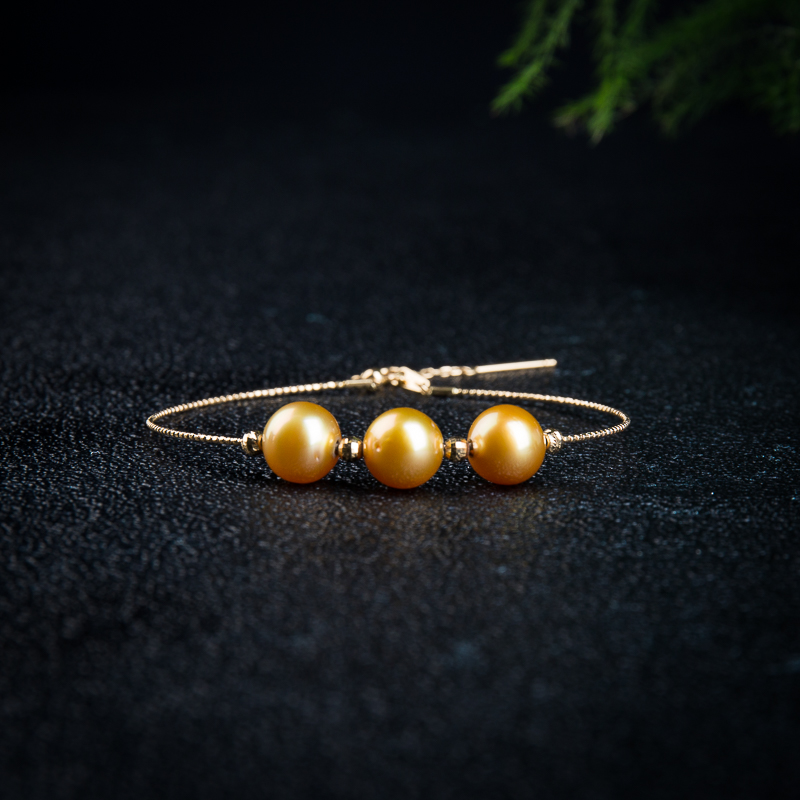 日本天然海水浓金珍珠手链-红掌柜