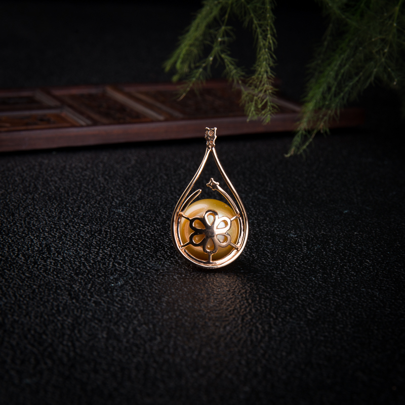 天然海水正圆珍珠钱袋吊坠-红掌柜