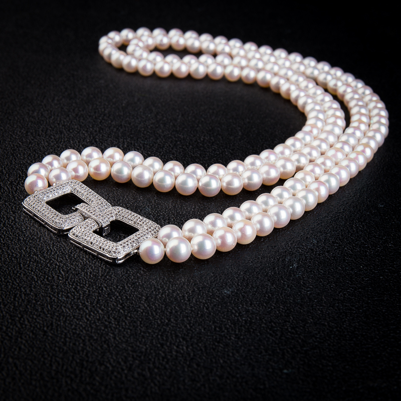 海水粉白珍珠长链-红掌柜