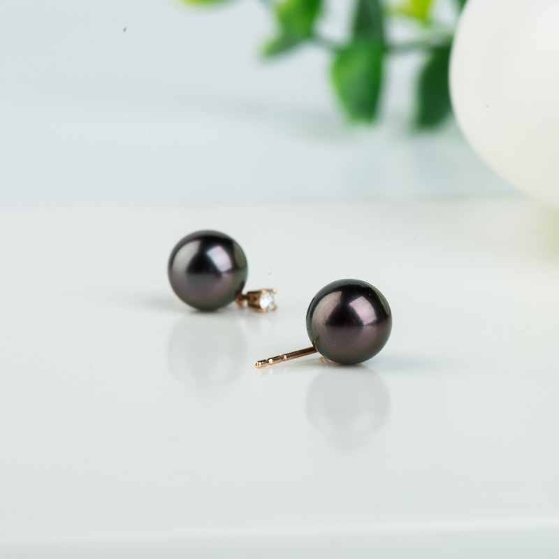 海水黑色珍珠耳钉-红掌柜