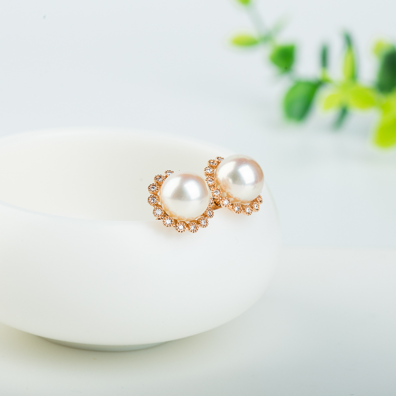 天然海水白色珍珠耳钉-红掌柜