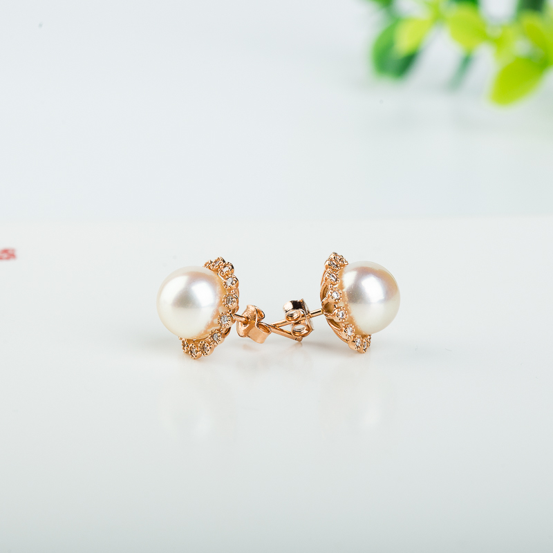 日本天然海水珍珠耳钉-红掌柜