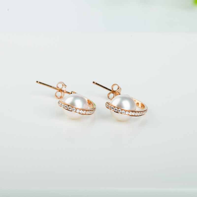 海水白色珍珠耳坠-红掌柜