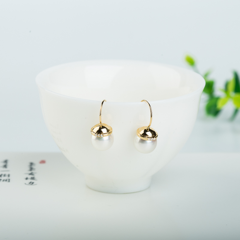 日本天然海水白色珍珠耳坠-红掌柜