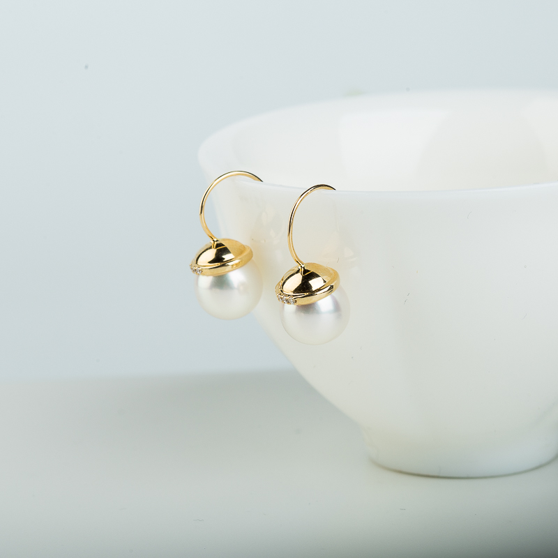 天然海水白色珍珠耳坠-红掌柜