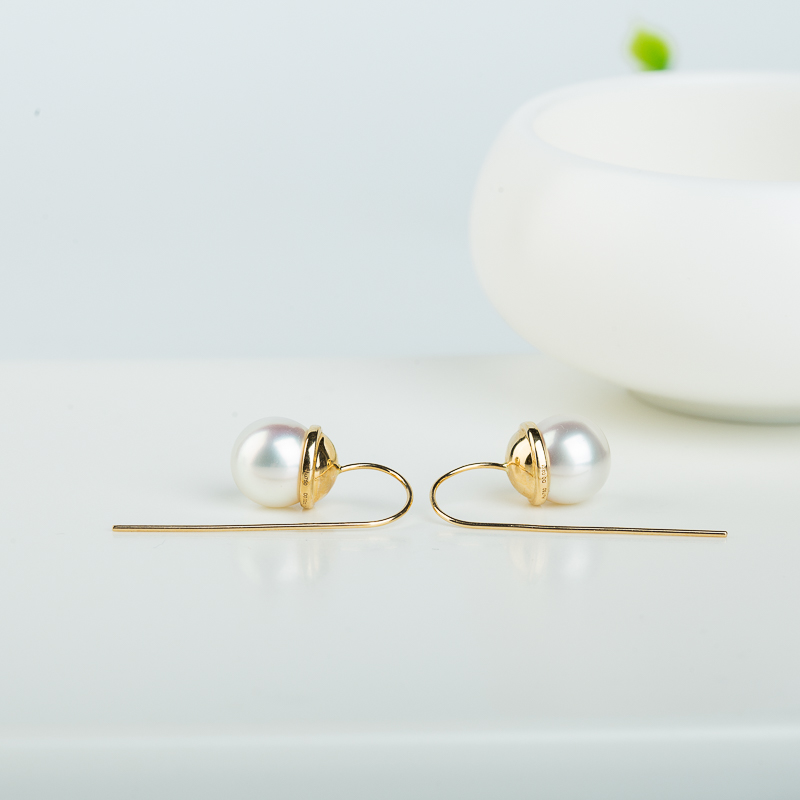 日本天然白色珍珠耳坠-红掌柜