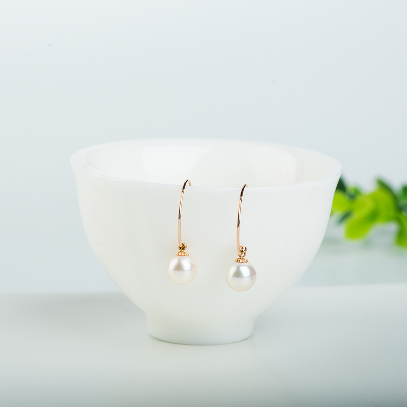 18k海水白色珍珠耳环-红掌柜