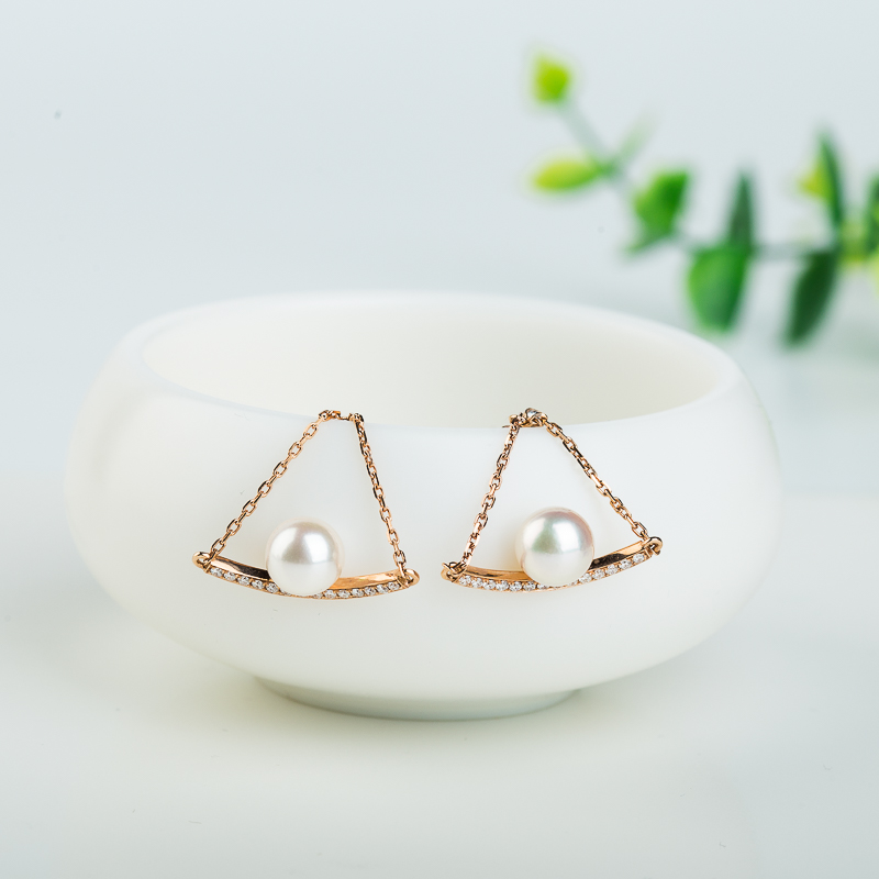 18k海水白色珍珠耳坠-红掌柜