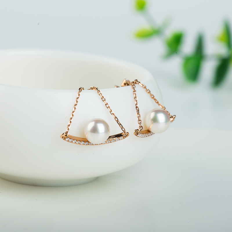 海水白色珍珠耳坠-红掌柜