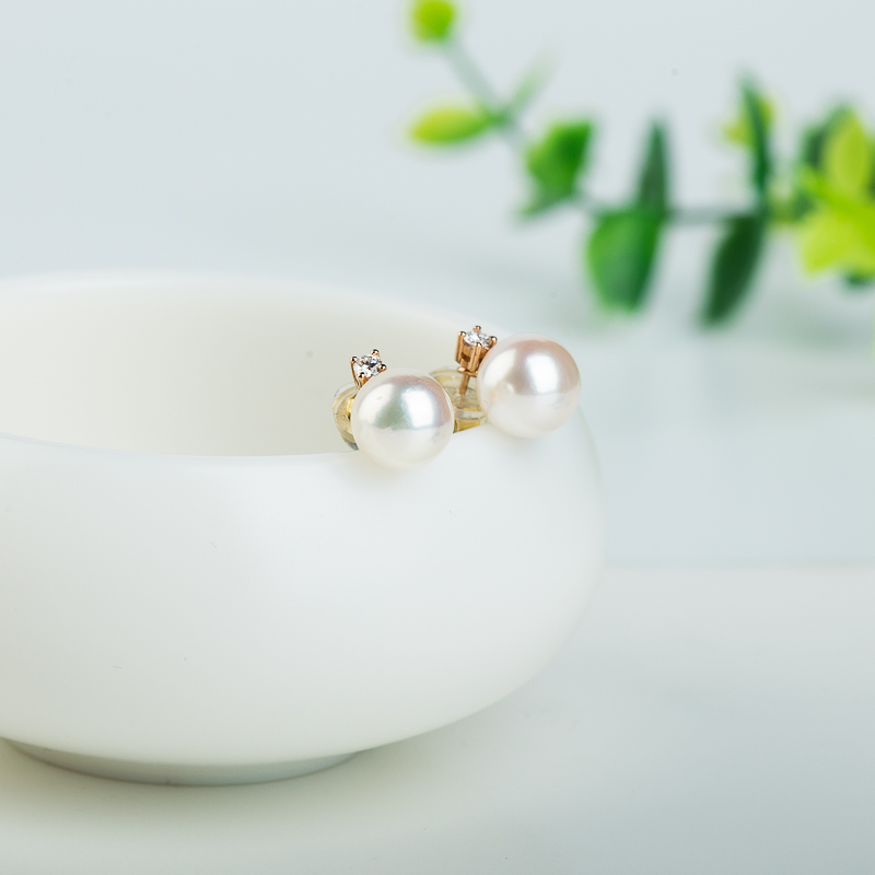 海水白色珍珠耳钉-红掌柜