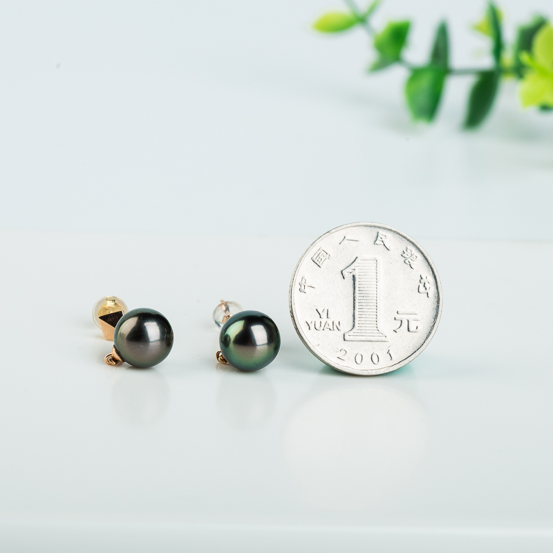 大溪地海水黑色珍珠耳坠-红掌柜