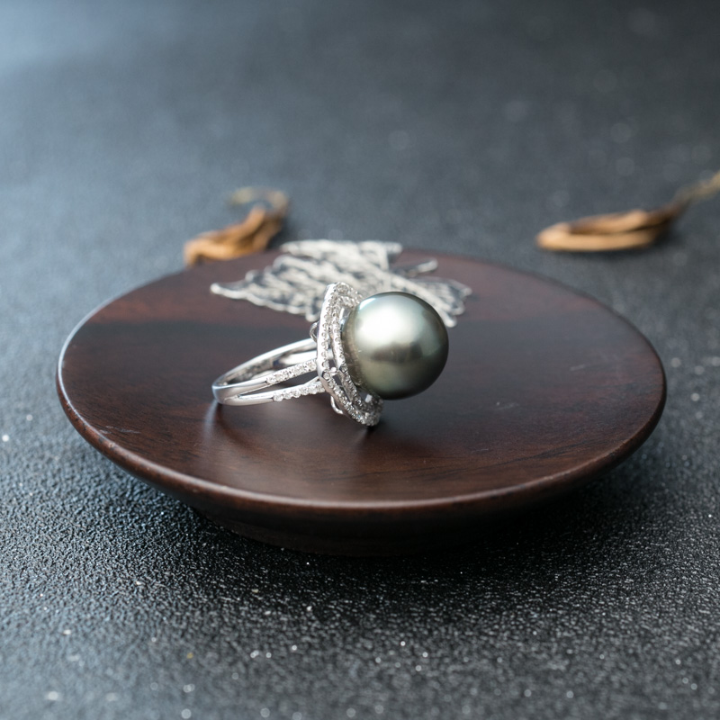 10K黑珍珠戒指-红掌柜