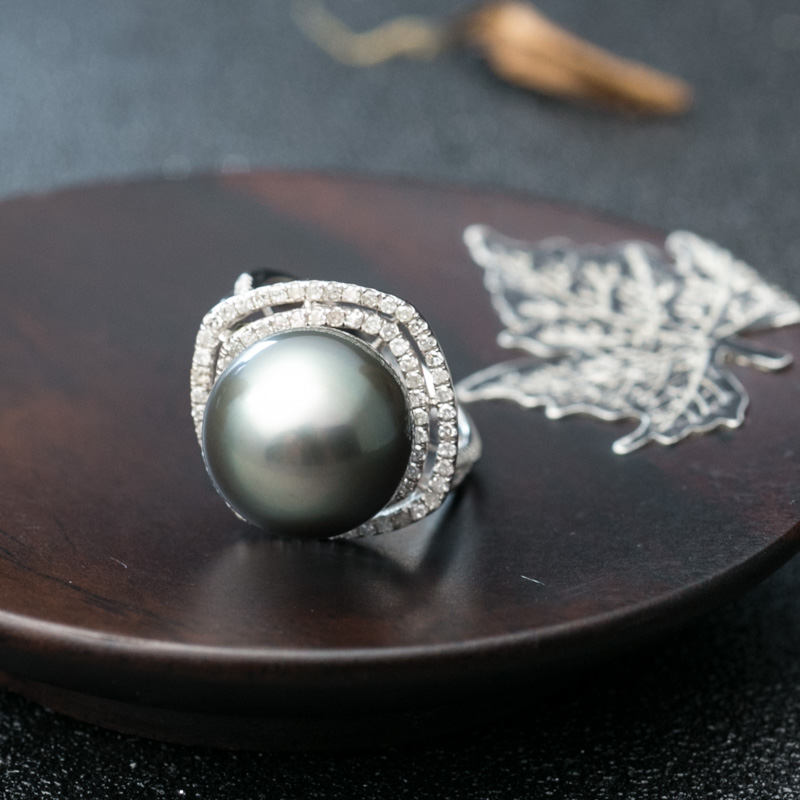 大溪地黑珍珠戒指-红掌柜