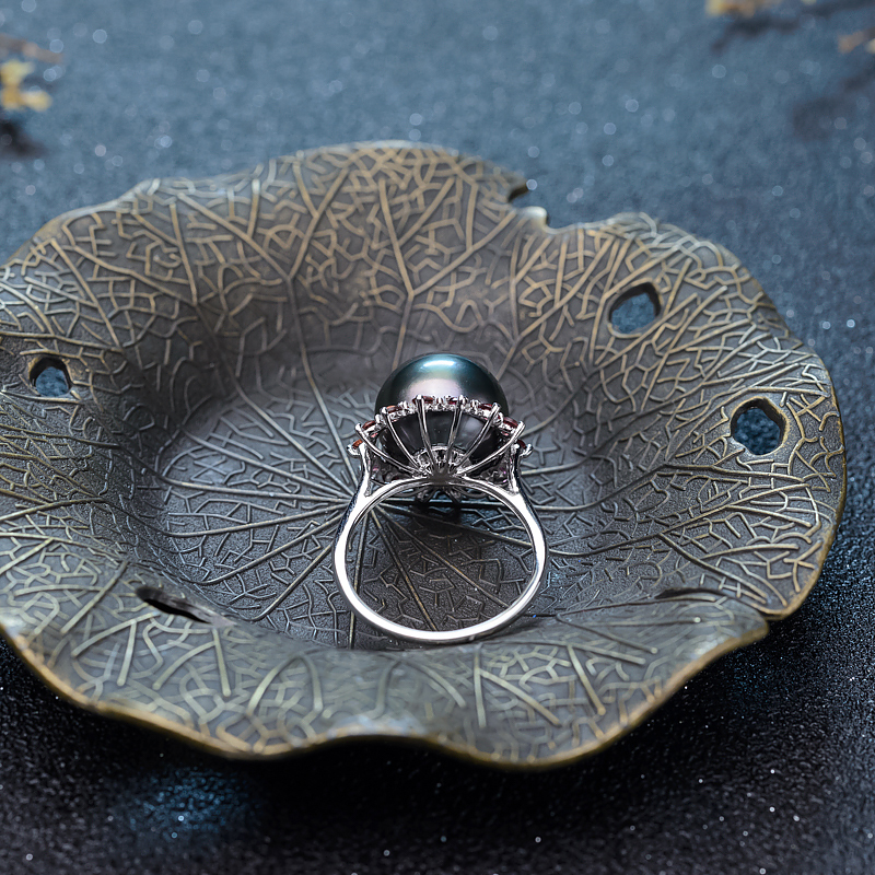 大溪地18K黑珍珠戒指-红掌柜